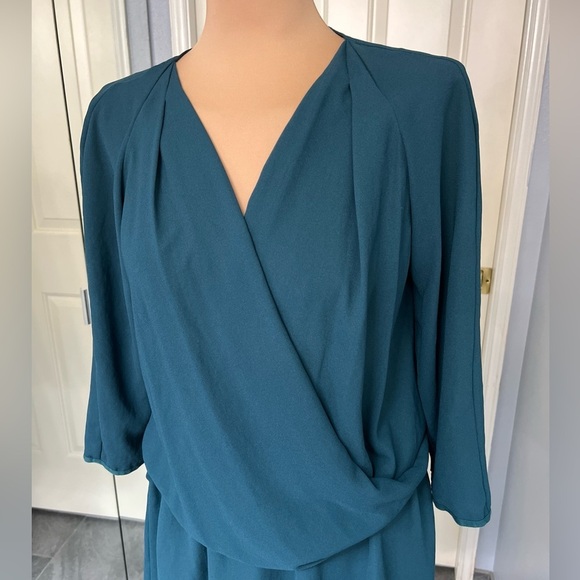 Aritzia Wilfred Hunter Green Crossover Faux Wrap Dress - Picture 2 of 7